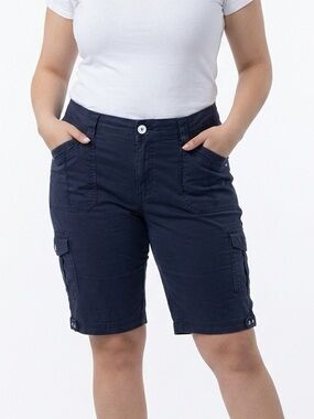 Lee Women's Cargo Shorts Size 16 Blue‎ Comfort Waistband Snap Closure
